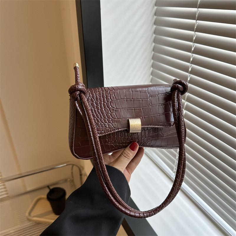 Fashionable Small Square Shoulder Bag In Black White Brown Casual Pu Crossbody Style