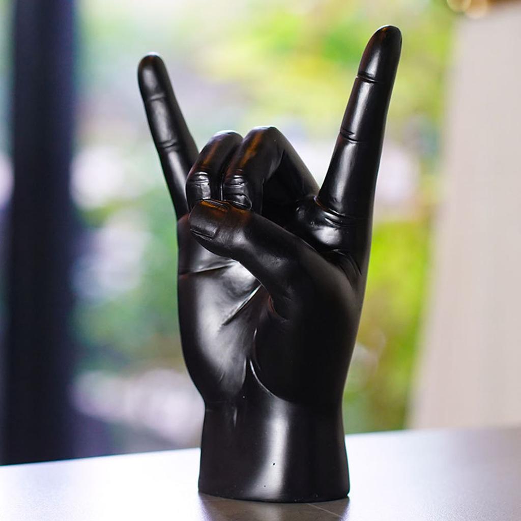 Sign Rock and Roll Statue Punk Skeleton Unique Indie Music Livehouse Decorations Centrepieces Table Hand Sculpture