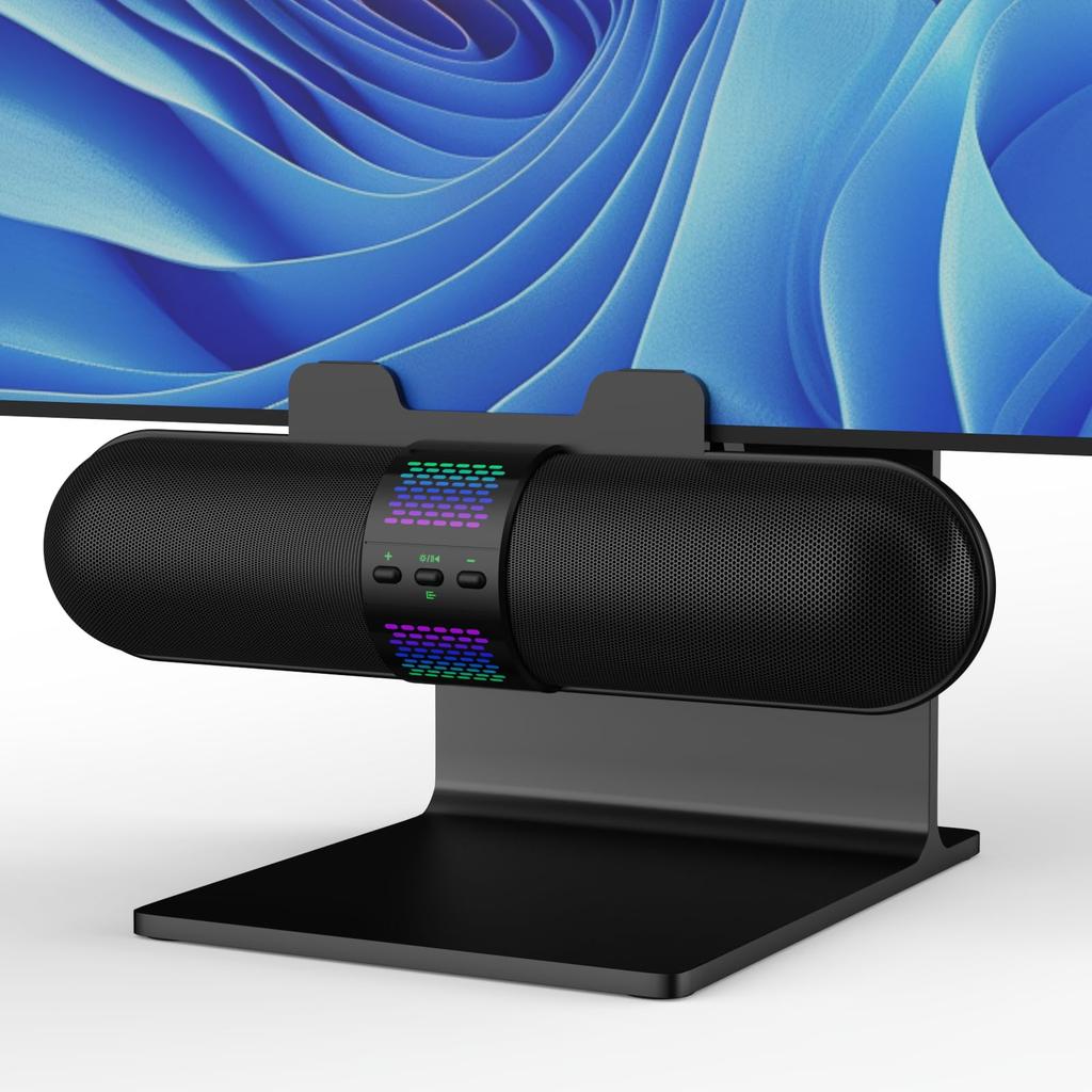 BESTISAN PC USB Compact Bluetooth with Screen Light ST08 Speakers, Powered, Wired, Soundbar, Connectivity, Lightweight, Effects,