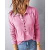Camicetta da Donna a Maniche Lunghe con Colletto Button-Down, Vestibilità Larga, Colore Unito