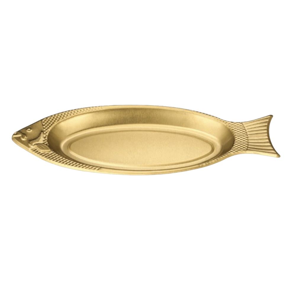 

Thickening Fish Shaped Plate Stainless Steel Cold Food Dishes Funny Steamed Fish Plate Banquet 35 cm/13.78 in золотий