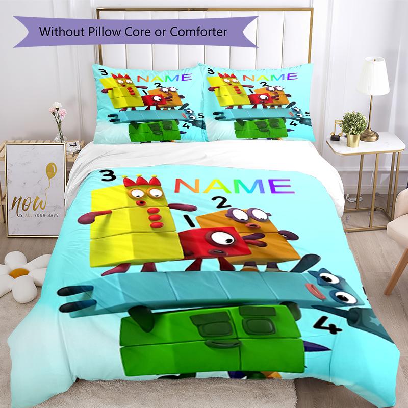 3pcs Custom Name Numberblocks Bedding Set Duvet Cover Closure Includes 1 Duvet Cover & 2 Pillowcases, Soft and Comfortable for All Seasons.