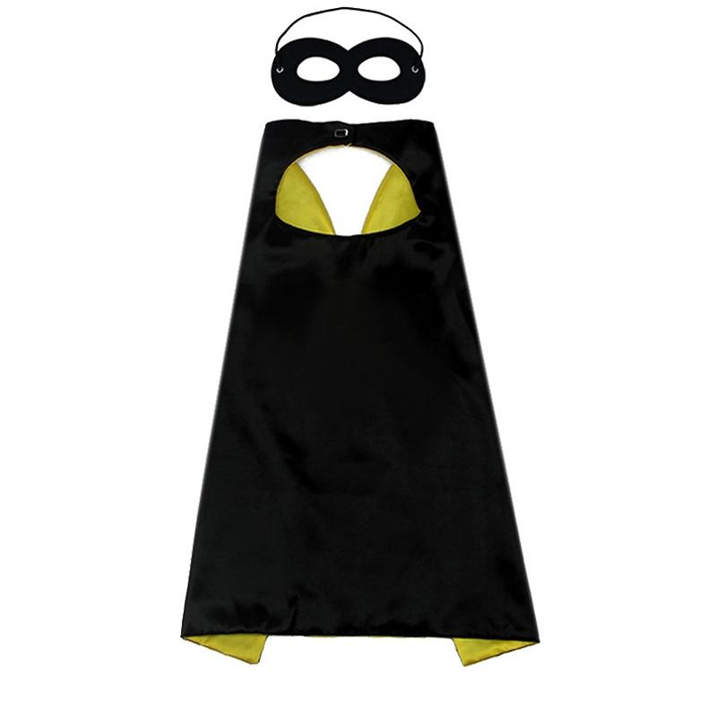 Costume Cosplay Super-Héros Uni Deux Couleurs Satin Cape de Super-Héros Cape Enfant Garçons Filles Satin Halloween Carnaval Fête One Size noir