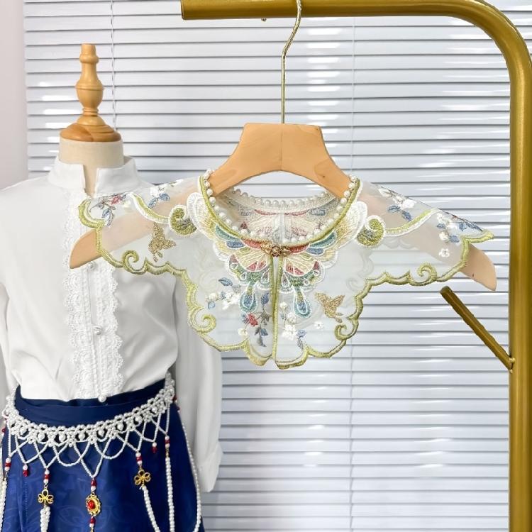 Elegant Embroidery Flower Decorative False Collar Female Sweater Shirt Dress Clothes Sewing Collar Shawl False Collar