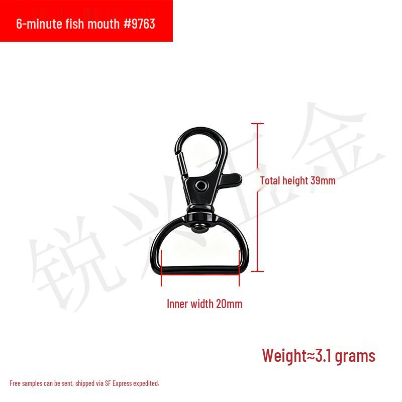 Zinc Alloy Fish Mouth Buckle for Dog Luggage, Shoulder Straps, Keychains, and Webbing.