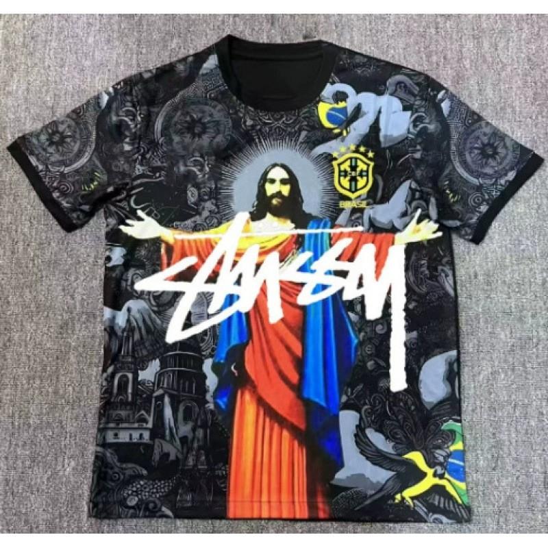 Maglia da Calcio Signature Stussy Retro Brasile Argentina Portogallo Maglia da Allenamento Calcio Uomo Donna Manica Corta