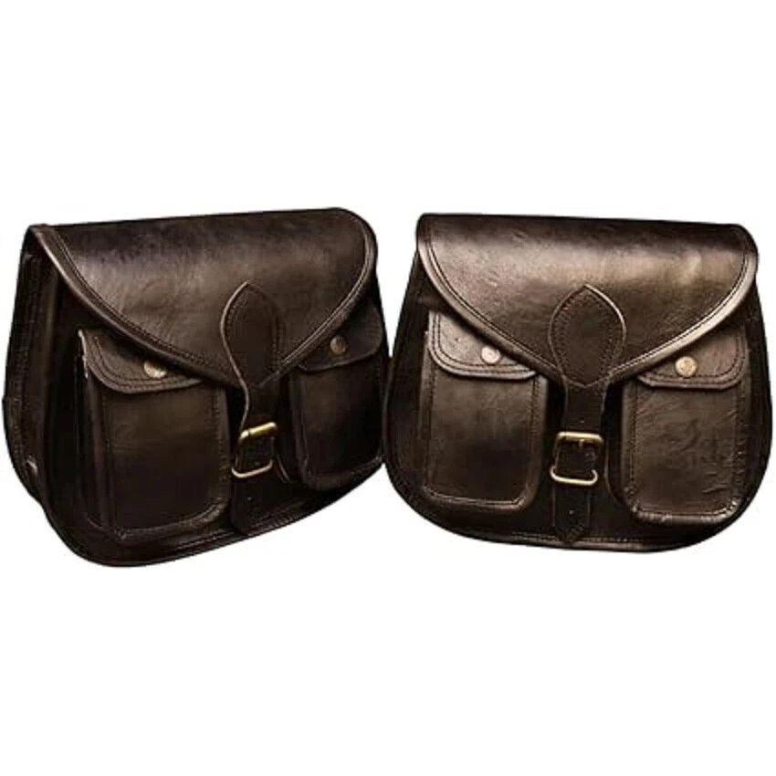 

Leather Motorcycle Saddle Luggage Bag Saddlebag Goat Sportster Large New Pannier 11 x 9 x 5 in