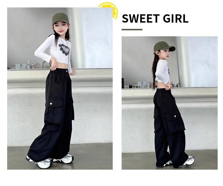 Mädchen Cargo Hose - 2025 Neuer Stil Frühling & Herbst, Lockeres gerades Bein für mittlere & große Kinder, Ideal für Tanz & Sommerbekleidung.