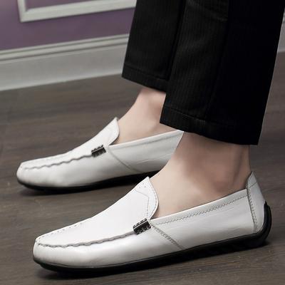 Fashion Luxurious Men Shoes New Men's Genuine Leather Flat Shoes Breathable Casual Shoes Office Loafers Fashion Peas Shoes Driving Shoes