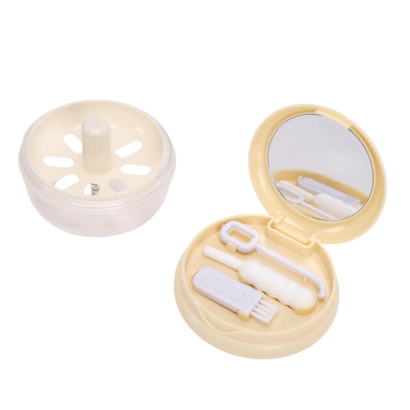 

Retainer Storage Box Automatic Pop Up Denture Box Soaking Cleaning Retainer Case Storage Container Beige