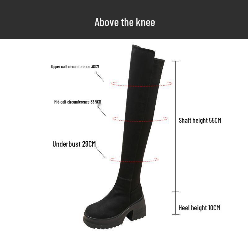 

Женские ботфорты на массивном каблуке: Коллекция Весна/Осень 2025 - Ботфорты с толстой подошвой и длинным голенищем до колена для миниатюрной и стройной фигуры. 38