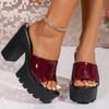 Fashion Summer Casual Solid Super Heel Slippers for Women 2025 Plus Size Platform Woman Slides Non-Slip Open Toes Sandals for Women