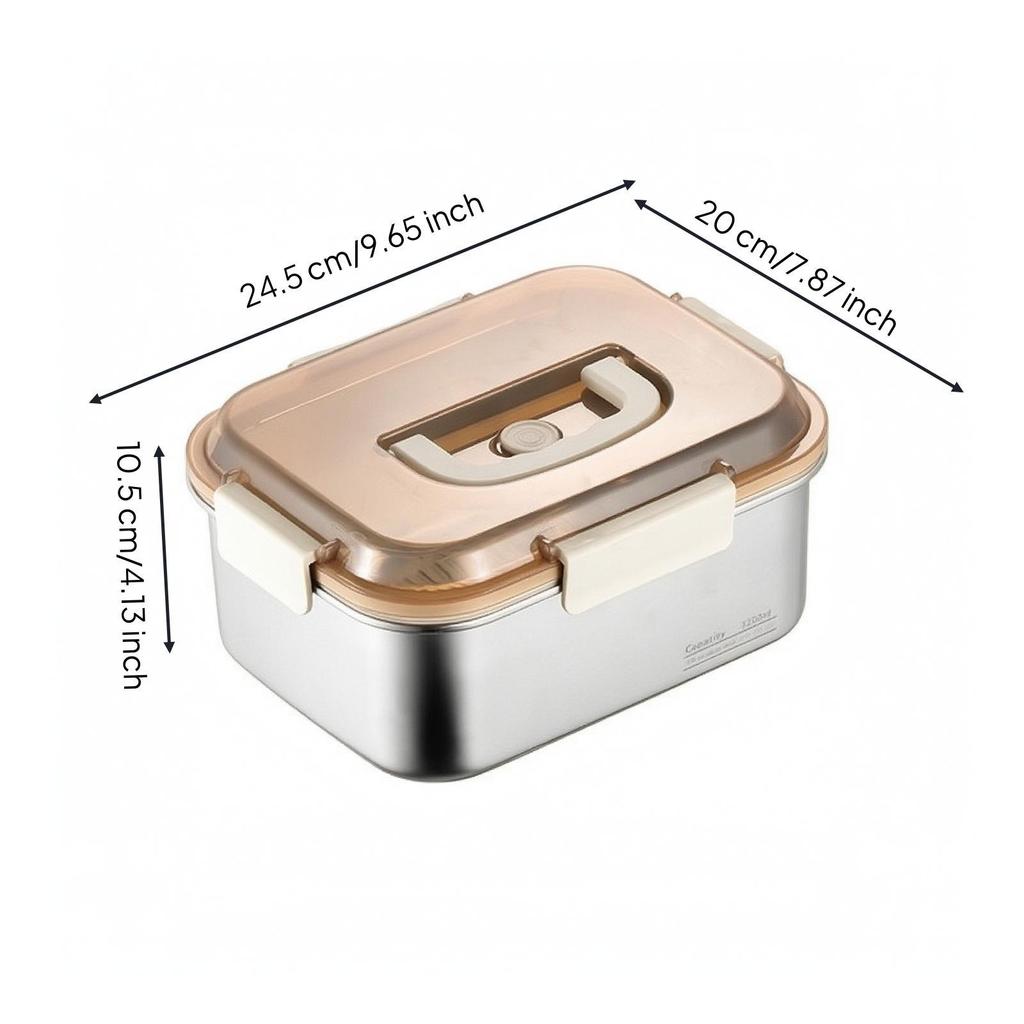 Reusable Metal Lunch Box | Bento with Locking Clips, Portable, for