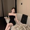 Elegant Fur Bandeau One-Shoulder Bodycon Party Dress - Spring Trend
