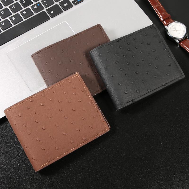 Men's Business Ostrich Pattern Wallet Urban Personalized Multi Functional Large Capacity Horizontal Short Style