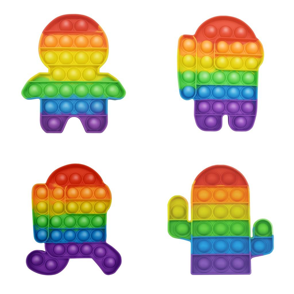 Innovatives 12cm Regenbogen Silikon Sensorisches Blasen Spielzeug Für Kinder Mit Bunten Formen