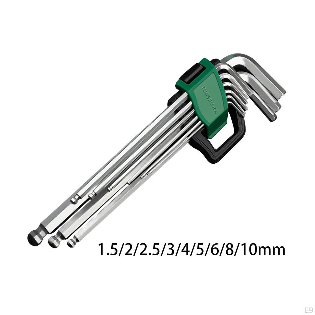 9 Pieces/Set Allen Keys Hexagon Key Hand Tools Equipment Repairing Hex Wrench L Type for Bike