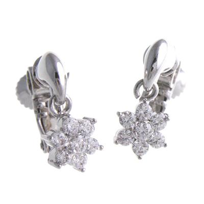 VINGTAINE Flower Cubic Zirconia Earrings Silver [VINGTAINE] E2-6