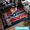 Custom Name Rug Basketball Texans Logo Area Rug Suitable for Indoor And Outdoor,Carpets for Homes, Offices,Living Rooms,Home Decor,Christmas Gift
