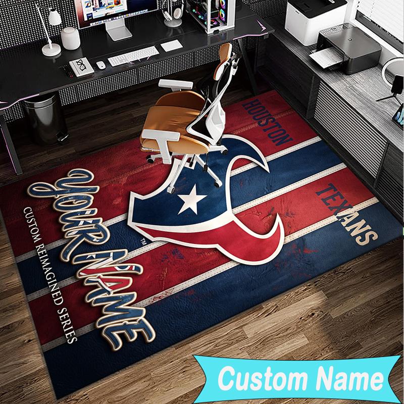Custom Name Rug Basketball Texans Logo Area Rug Suitable for Indoor And Outdoor,Carpets for Homes, Offices,Living Rooms,Home Decor,Christmas Gift