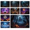 Halloween Wall Art Decor AI Spooky Pumpkin Candy House Gothic Cemetery Poster Horror Fantasy Room Decor Mystery Festive Holiday Background Painting