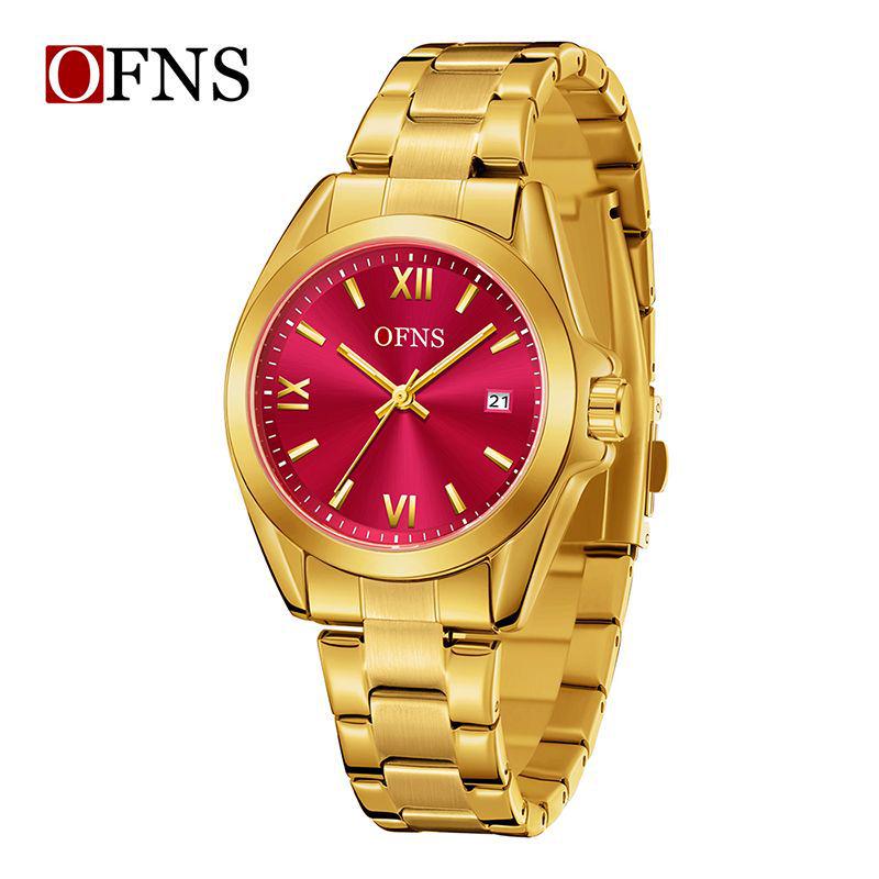 European Empress Dowager Roman Quartz Ladies' Wristwatch - Waterproof, Steel Band, Elegant Sun Pattern Design
