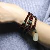 Indian small-leaf rosewood bracelet108Buddhist prayer beads, vintage woven jewelry, women's bracelet, Hetian jade pendant