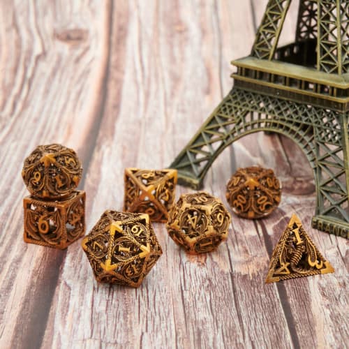 DND Dice Set, Metal Dice, Dungeons and Dragons Dice Gift, Polyhedral Dice Set, Roleplaying Dice, D20 Hollow Polyhedral Dice Set for Dungeons and Drago
