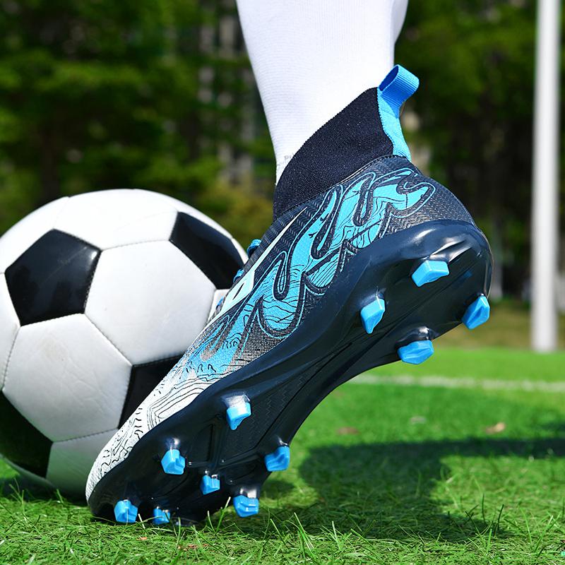 Football Boots Are Lace-up High Elastic Socks Training Artificial Grassland Outdoor Sports Training Football Shoes