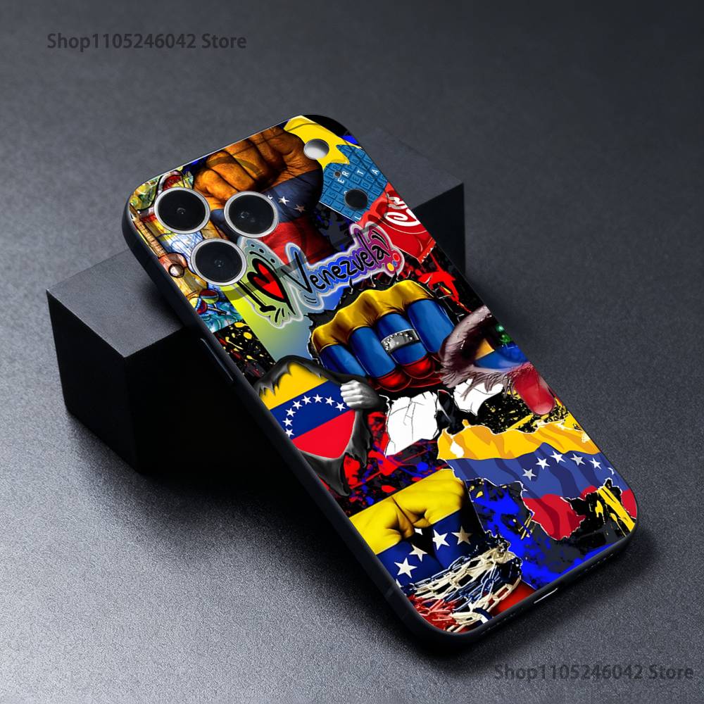 Venezuela Venezuelan Flag Wear-resistant Phone Case For iPhone 17,16,15,14,13,12,11,Pro,XS,Max,XR,Plus Black Soft Cover