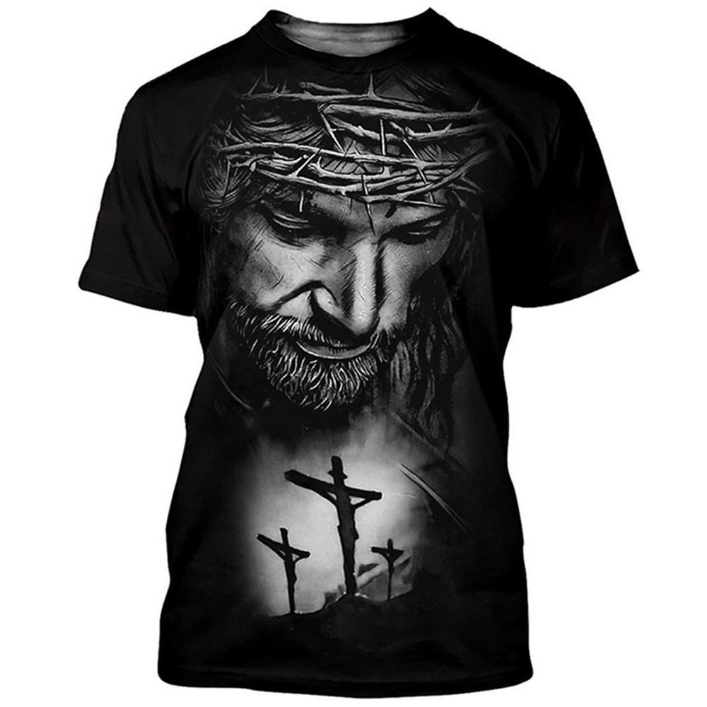 Vintage T-shirts For Unisex 3d Jesus Passion Print Short Sleeve Tops Summer Cross T Shirt Loose Oversized Tee Shirts Unisex Clothing