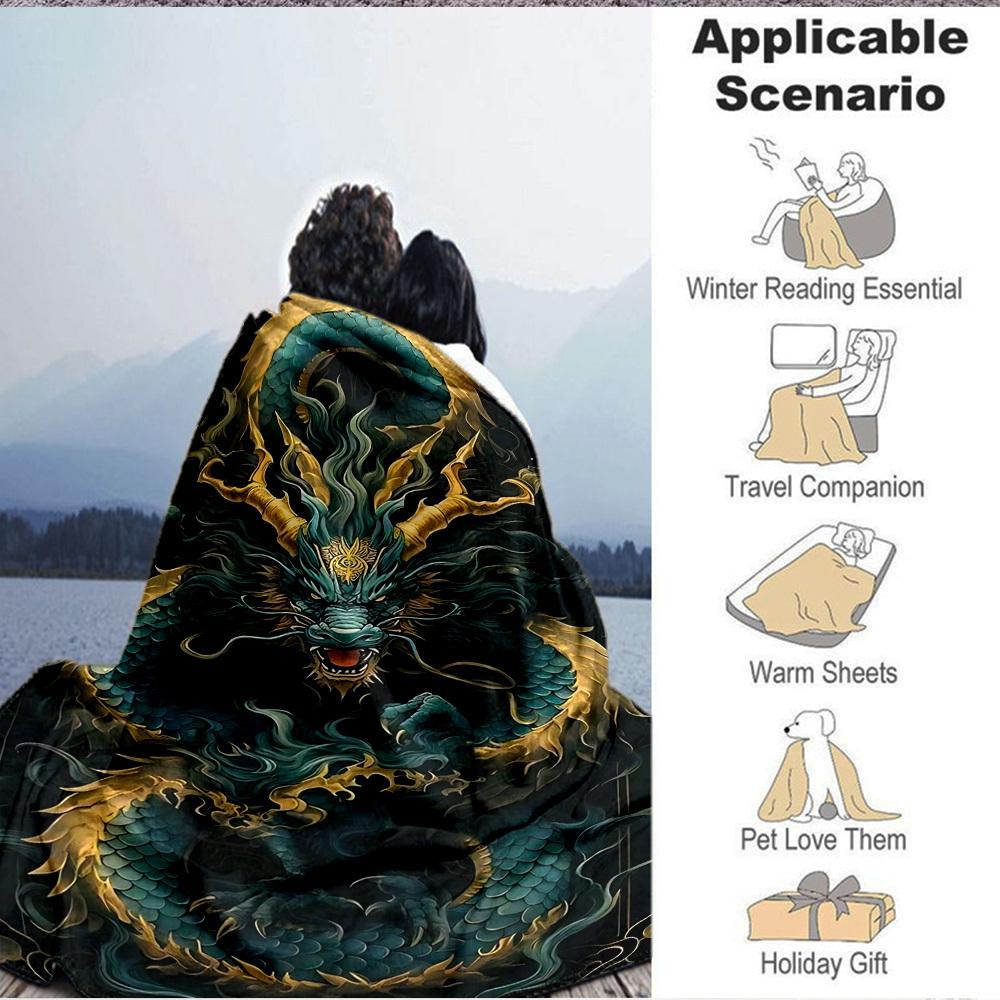 1PC Dragon Print Print Blanket, Soft Throw Blanket - Warm & Cozy for Couch, Bed, Office, and Travel yy250912194