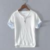 Sommer Herren T-Shirt aus gewebtem Leinen mit Falten