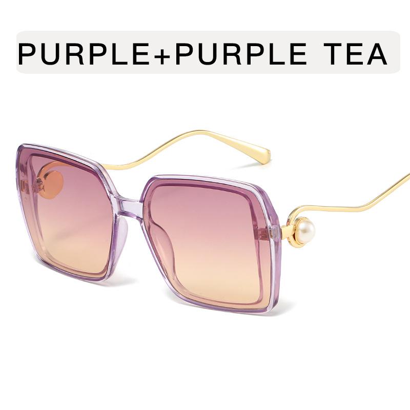 Square Shape Sunglasses for Women Pearl Decoration Big Size Women's Sun Glasses Travelling Driving Sunglass Women