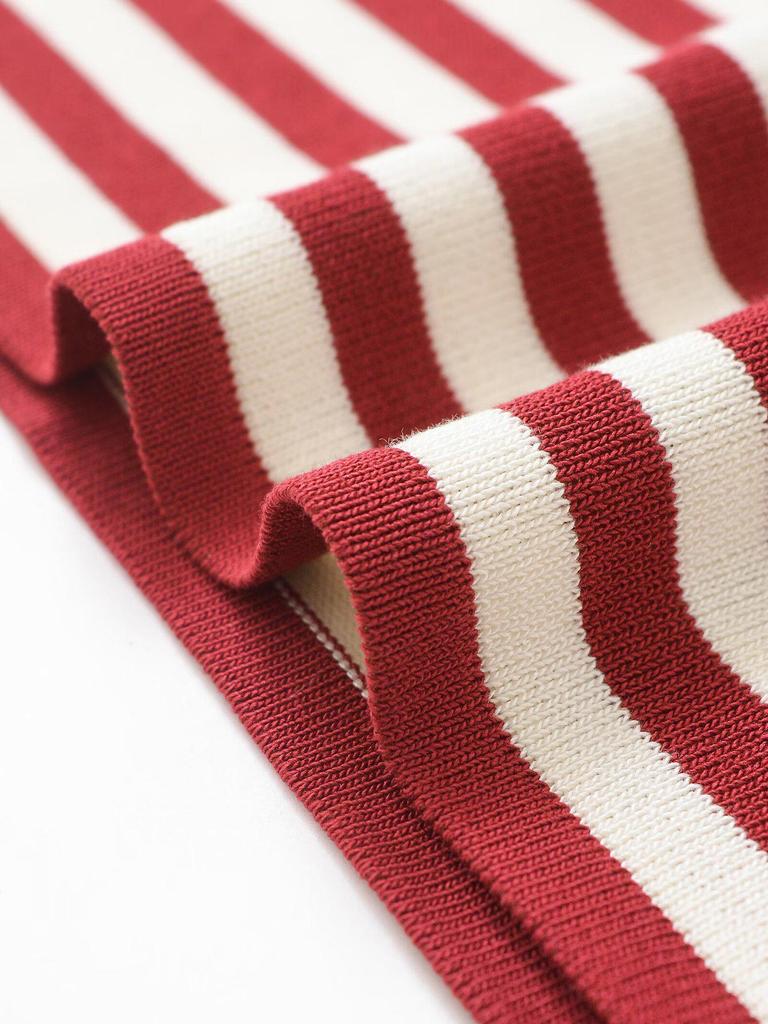 2025 Spring Women's Striped Short Sleeve Knitted Top - European & American Style Fashion