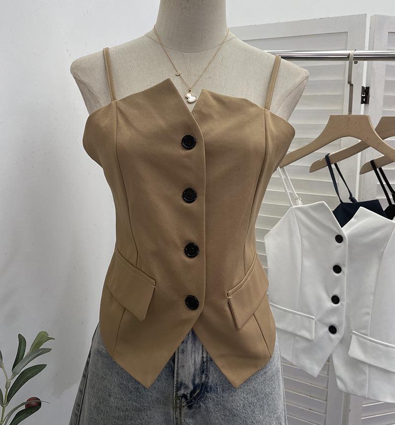 

Реальное фото Однобортный Утягивающий Жилет-Камисоль 2826 One Size хаки