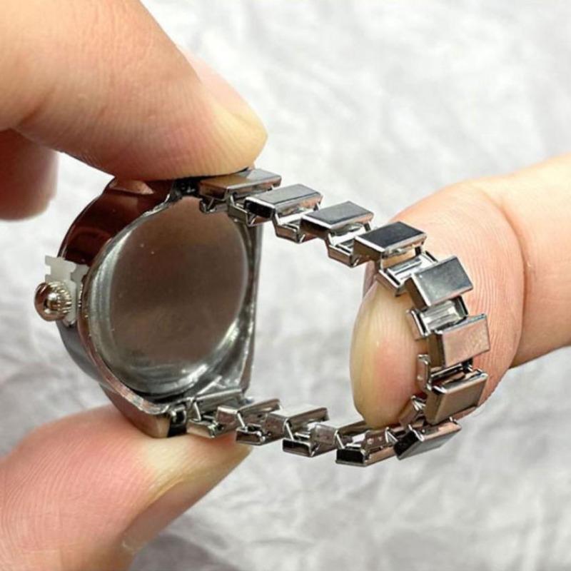 1Pc Mini Watch Creative Ring Quartz Movement Fashion Accessories  Alloy Shell Finger Watch Jewelry Women Ring Gift