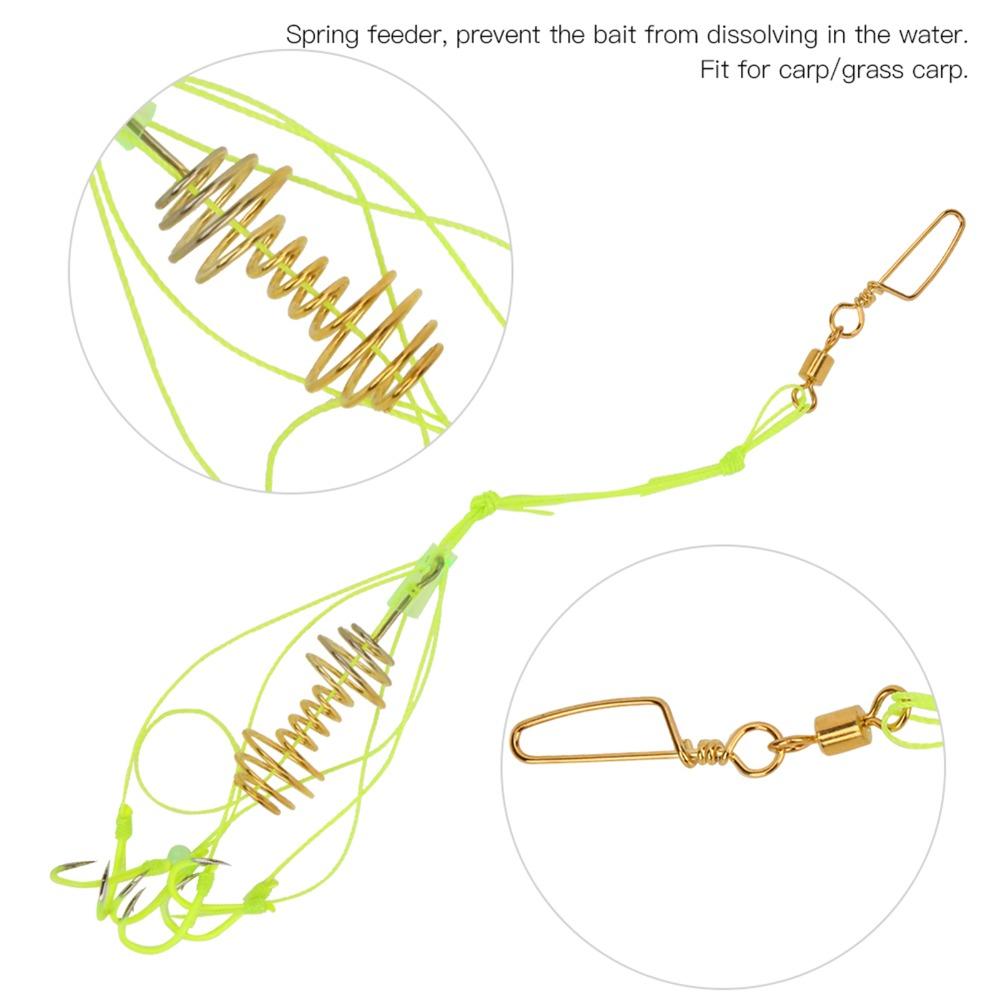 4PCS PE Carp Fishing Baits Hook with Spring Feeder Fishing Hook Carp Jig Hooks Grass Carp Fishing