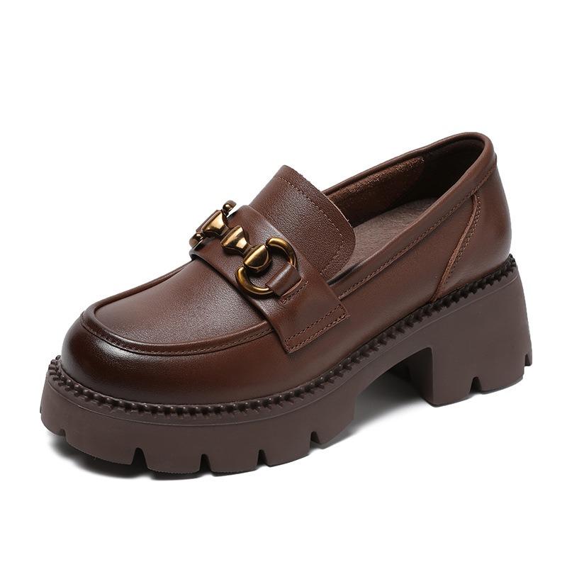 Mocassini in vera pelle Scarpe singole Scarpe piccole in pelle con suola spessa e altezza aumentata