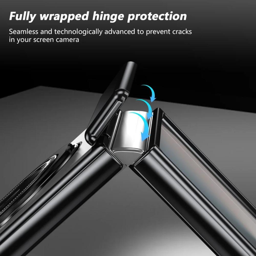 Praktische 360° drehbare Ringhalterung Magnetisches Scharnier Case Für Samsung Galaxy Z Flip 7 FE 6 5 4 3 Mit Gehärtetem Film Anti-Fall Abdeckung