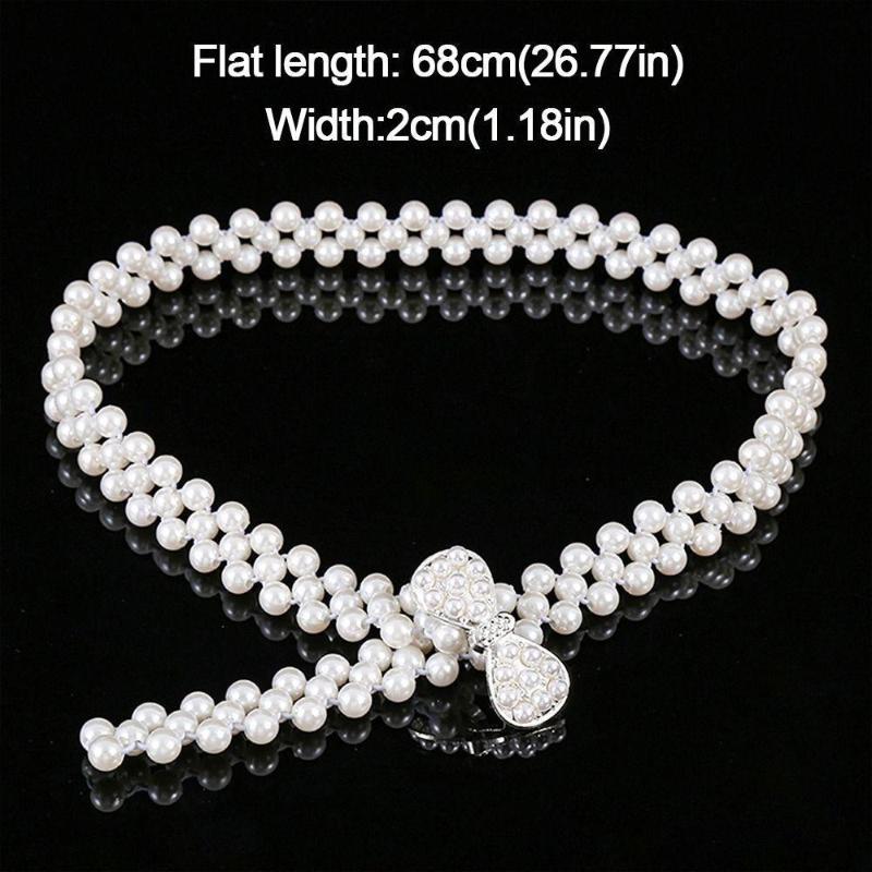 Waistband With Pearl Elegant Simple Waist Chain Ladies' Elastic Thin Pearl Waist Belt