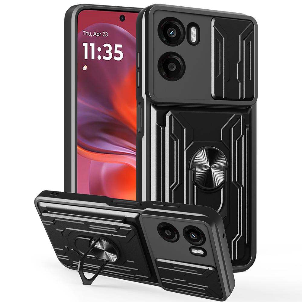 For Motorola Moto G05 4G Case PC+TPU Kickstand Phone Back Cover with Camera Slider