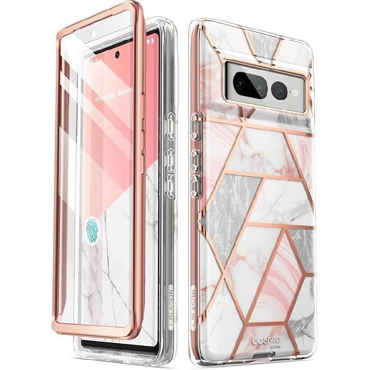 i-Blason Cosmo Series for Google Pixel 7 Pro Case (2022 Release), Slim Full-Body Stylish Protective Case with Built-in Screen Protector (Ocean)
