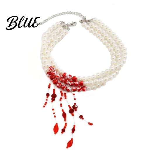 Einzigartiges Halloween-Halskette Gotische Blutstropfen Anhänger Faux-Perle
