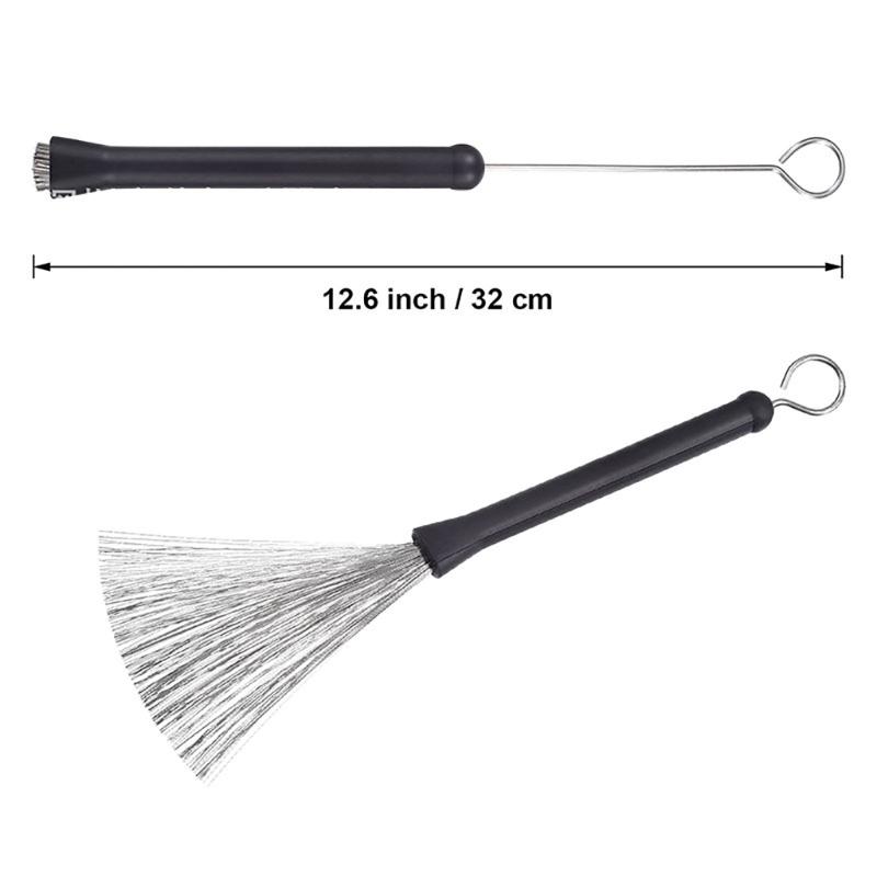 1Pc Drum Brush Retractable Steel Wire Brush Drum Drum Stick Brush with Comfortable Plastic Handles Length 32cm