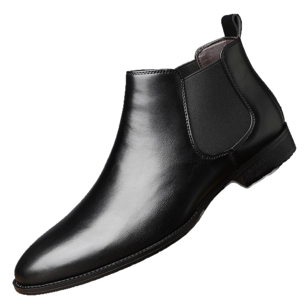 Simple British Style Men's Pointed Leather Boots Trendy Fashion Versatile Men's Shoes Comfortable and Breathable Chelsea Boots
