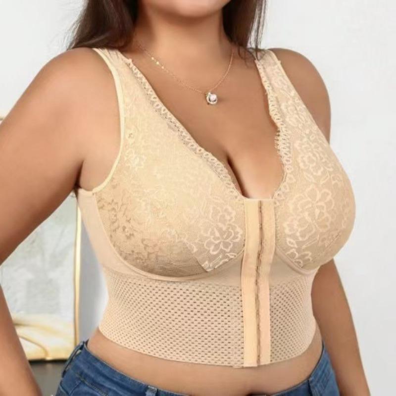 Formender BH Damen Knöpfbar Bauchkontrolle Hochzieh-Westen Hohl Atmungsaktiv Push-up BH