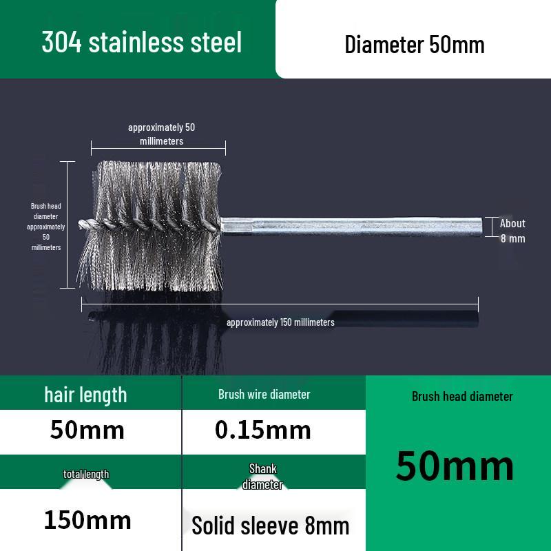 Industrial Rust Removal and Polishing Brush with Handle - Stainless Steel and Copper Wire for Inner Hole Sanding