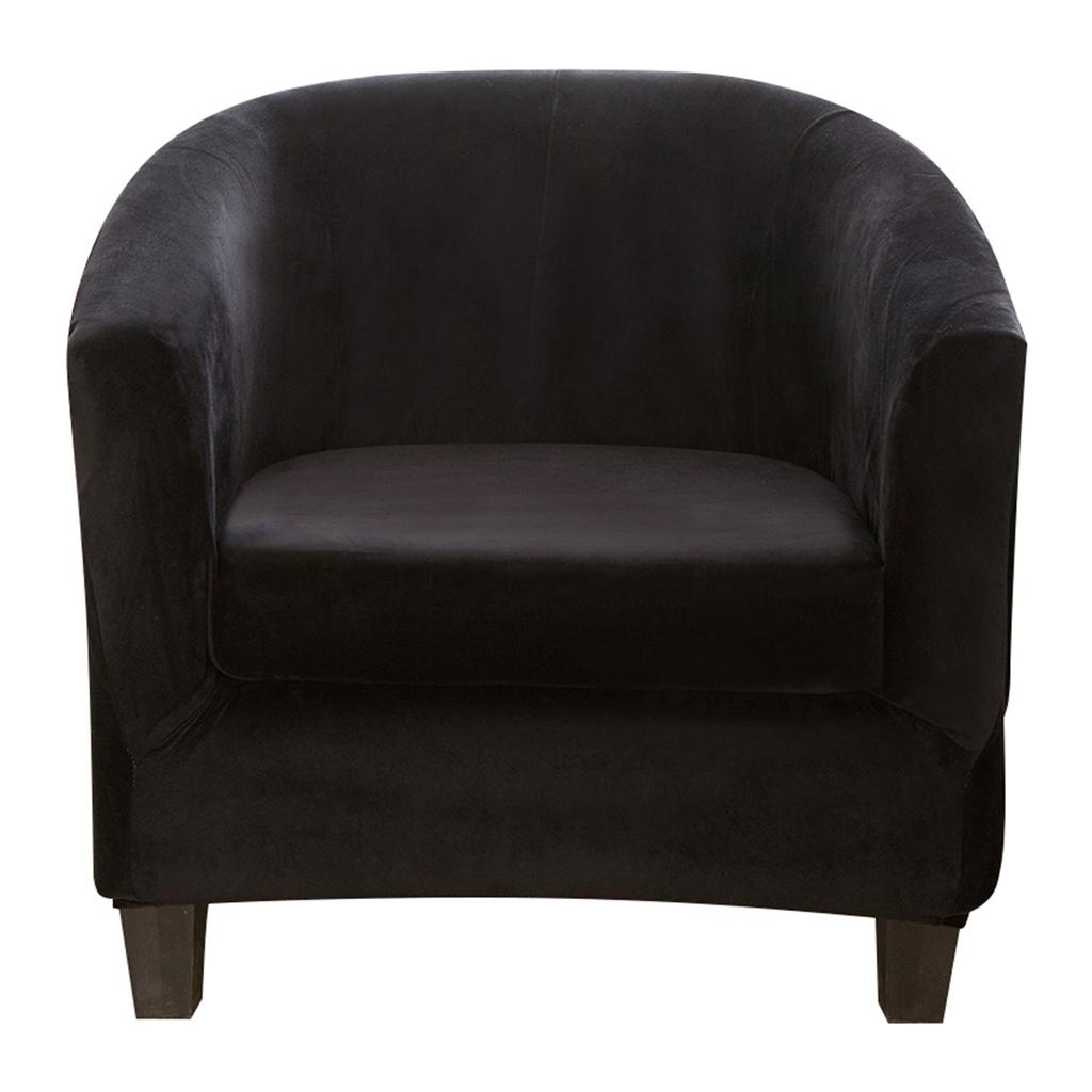 Velvet Tub Chair Slipcover Pub Club Sofa Fitted Single Armchair Covers Accent Chair Protector Stretch Barrel Chair Slipcovers