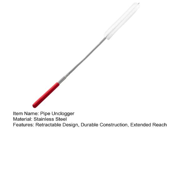 Telescopic Pipe Dredge Retractable Stainless Steel Unclogger Bathroom Drains Deep Blockage Cleaner with Spiral Bristles Pipe Cleaner